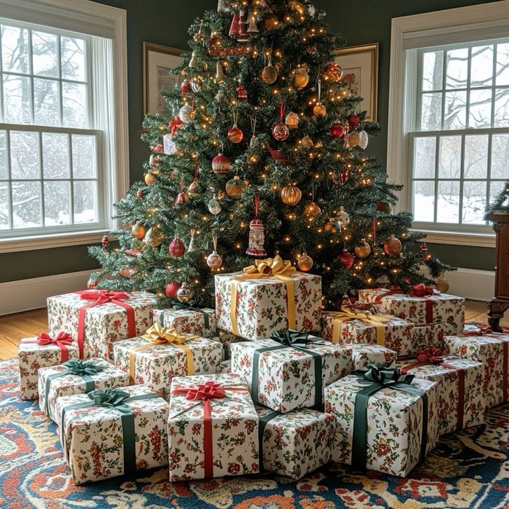 Пример упаковки подарков под ёлкой. Источник: Pinterest