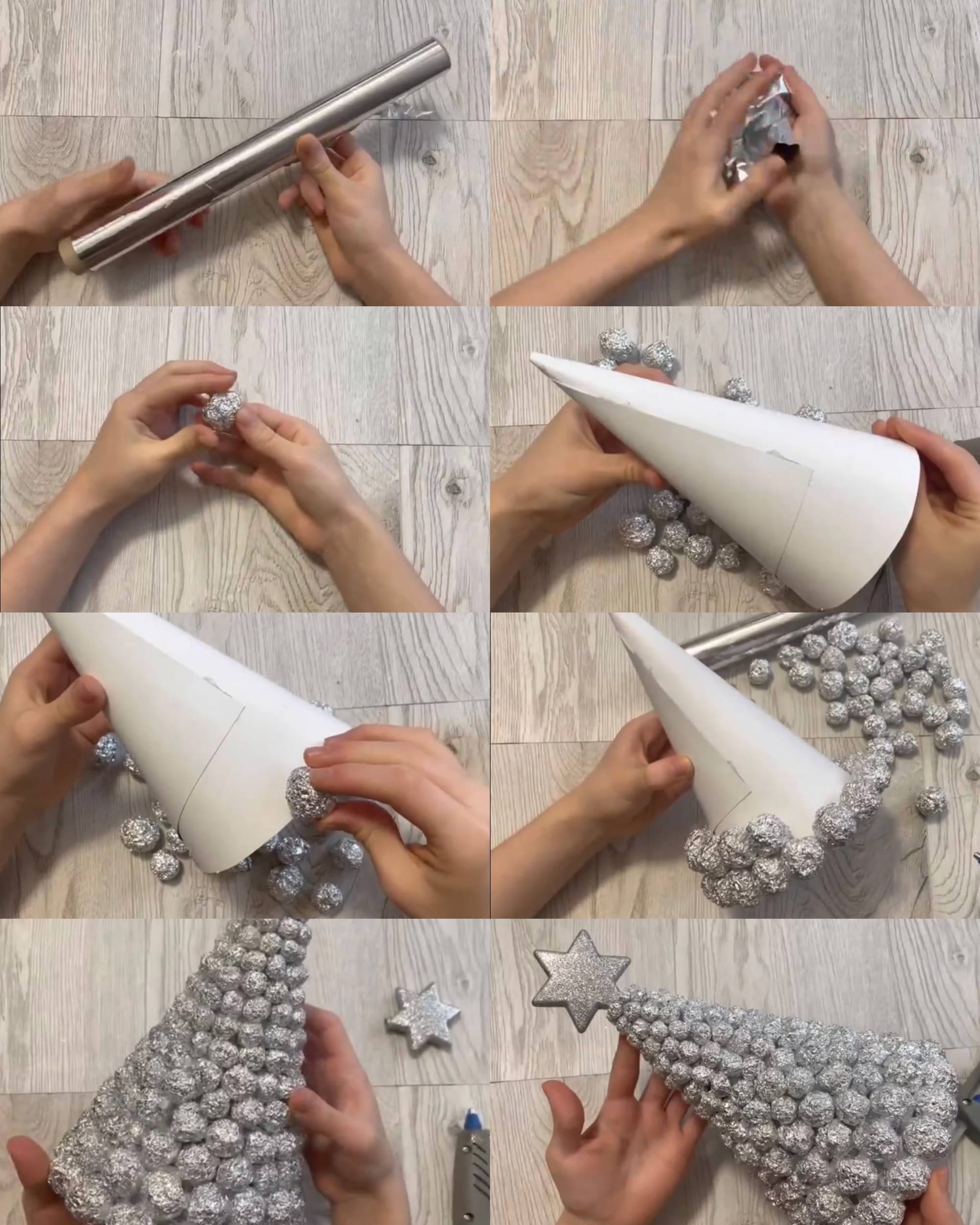 Блестящая новогодняя ёлка из фольги