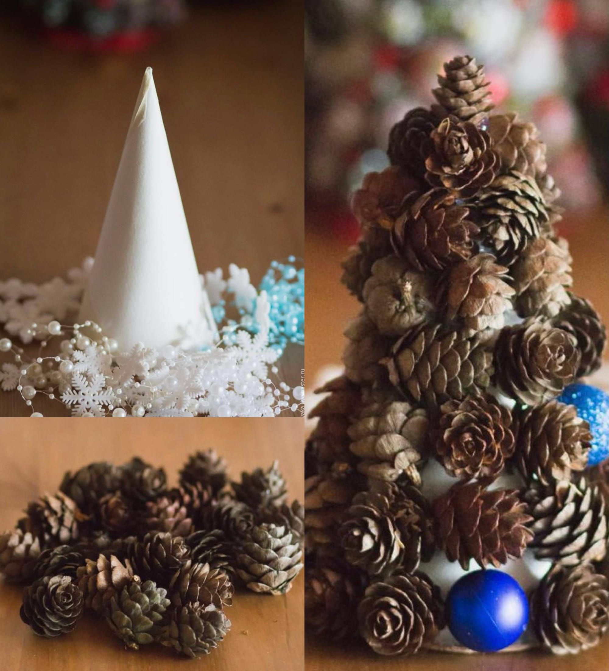 Новогодняя поделка из шишек