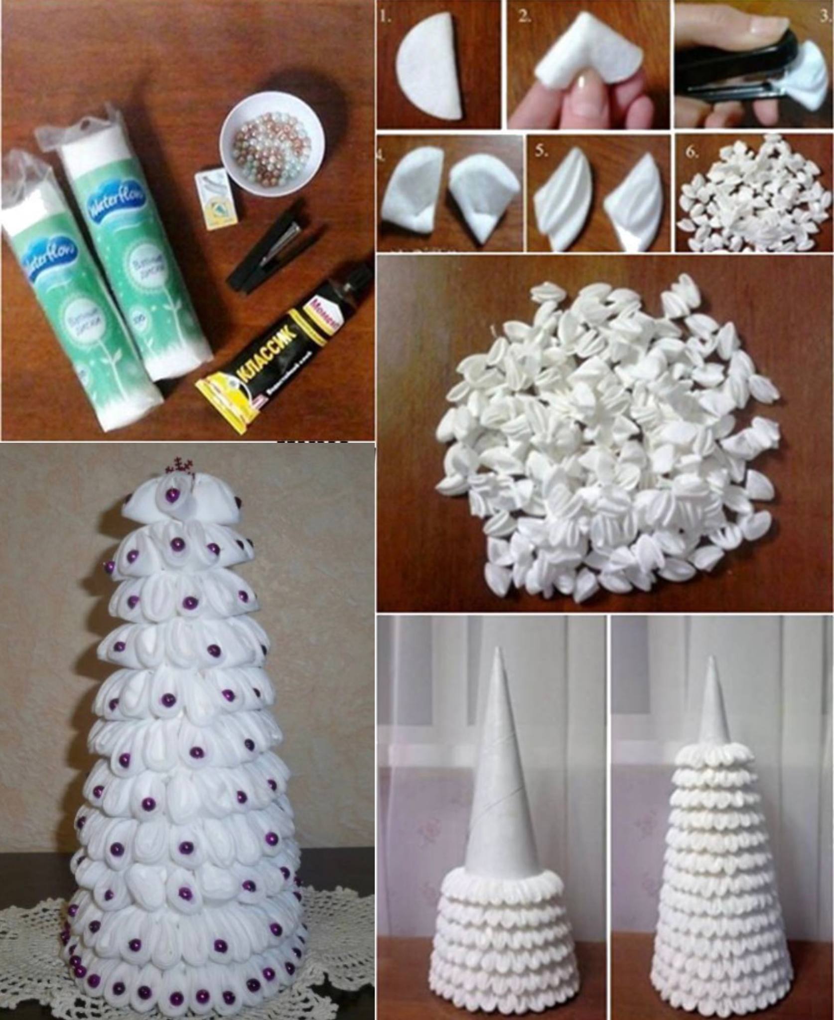 Белоснежная новогодняя ёлка своими руками
