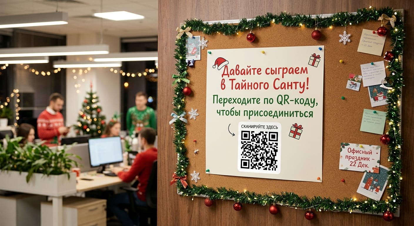 Жеребьёвка Тайного Санты по QR-коду: сценарий для офиса, класса и вечеринки